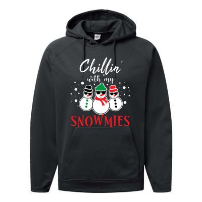 Christmas Chillin With My Snowmies Cool Snowman Performance Fleece Hoodie