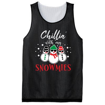 Christmas Chillin With My Snowmies Cool Snowman Mesh Reversible Basketball Jersey Tank