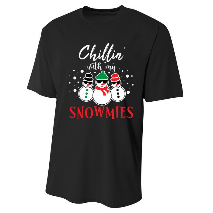 Christmas Chillin With My Snowmies Cool Snowman Performance Sprint T-Shirt