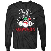 Christmas Chillin With My Snowmies Cool Snowman Tie-Dye Long Sleeve Shirt