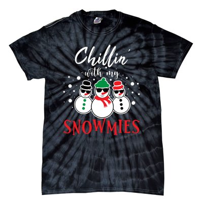 Christmas Chillin With My Snowmies Cool Snowman Tie-Dye T-Shirt