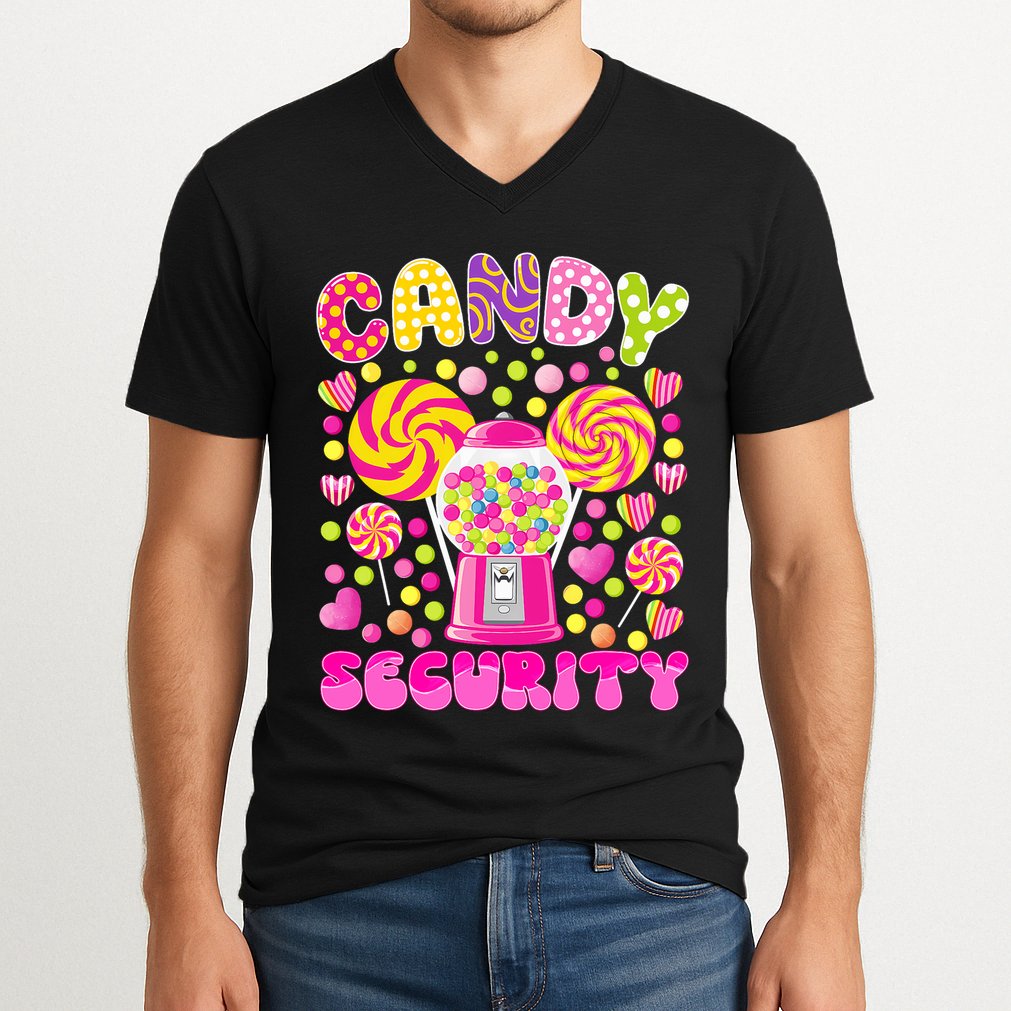 Candy Costume Women Candy Crew Funny Candy Security V-Neck T-Shirt