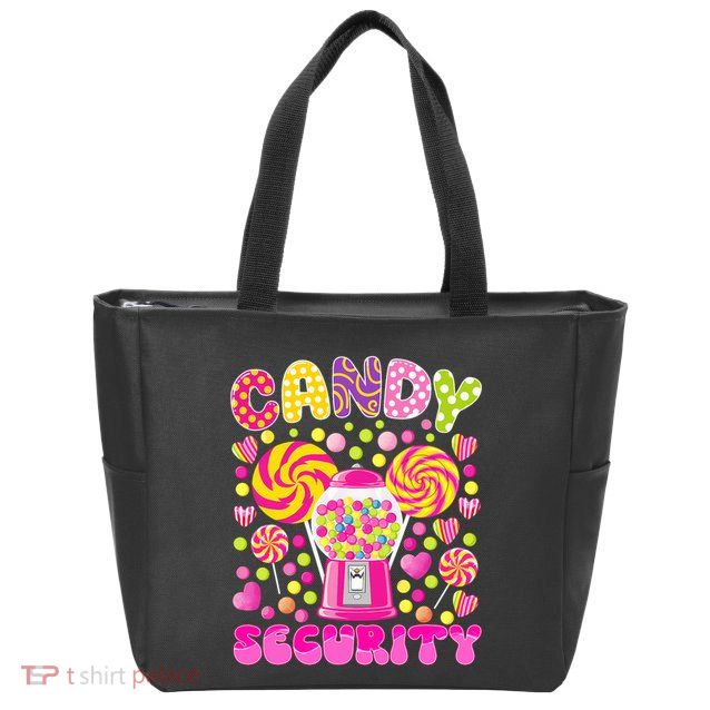 Candy Costume Women Candy Crew Funny Candy Security Zip Tote Bag