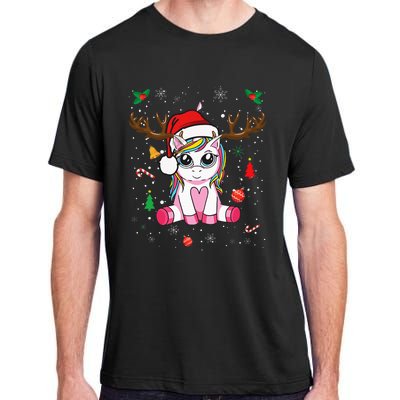 Cute Christmas Women Xmas Unicorn Deer Christmas Adult ChromaSoft Performance T-Shirt