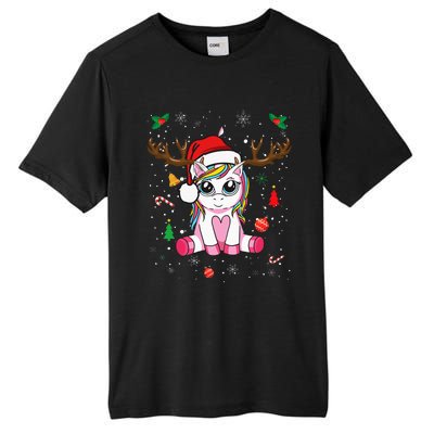 Cute Christmas Women Xmas Unicorn Deer Christmas Tall Fusion ChromaSoft Performance T-Shirt