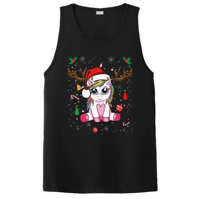 Cute Christmas Women Xmas Unicorn Deer Christmas PosiCharge Competitor Tank