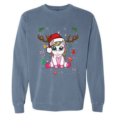 Cute Christmas Women Xmas Unicorn Deer Christmas Garment-Dyed Sweatshirt