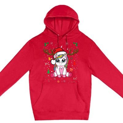 Cute Christmas Women Xmas Unicorn Deer Christmas Premium Pullover Hoodie