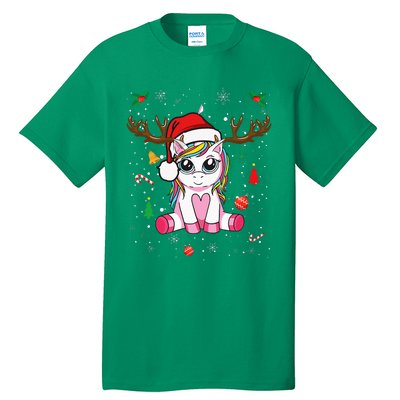 Cute Christmas Women Xmas Unicorn Deer Christmas Tall T-Shirt