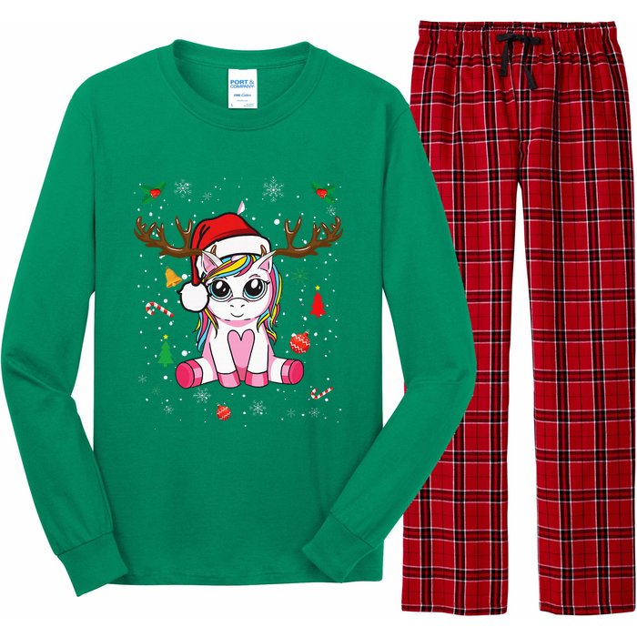 Cute Christmas Women Xmas Unicorn Deer Christmas Long Sleeve Pajama Set