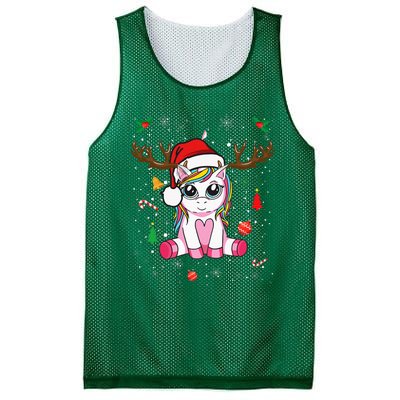 Cute Christmas Women Xmas Unicorn Deer Christmas Mesh Reversible Basketball Jersey Tank