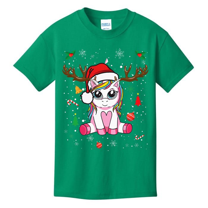 Cute Christmas Women Xmas Unicorn Deer Christmas Kids T-Shirt