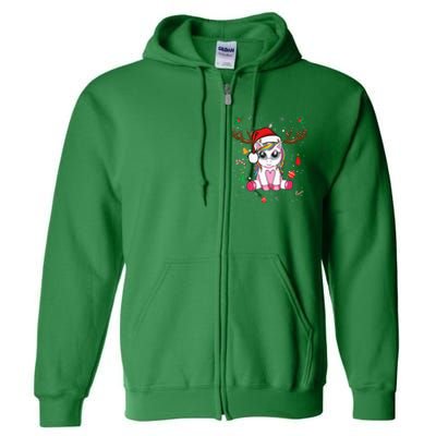 Cute Christmas Women Xmas Unicorn Deer Christmas Full Zip Hoodie