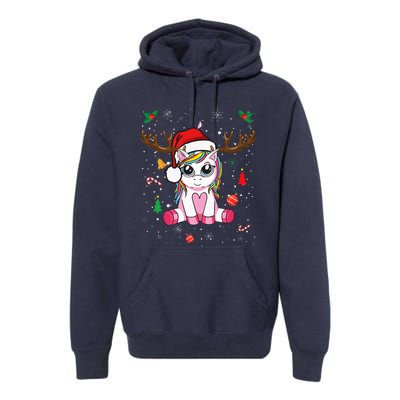 Cute Christmas Women Xmas Unicorn Deer Christmas Premium Hoodie