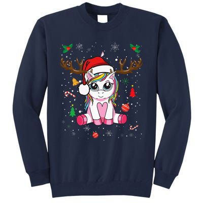 Cute Christmas Women Xmas Unicorn Deer Christmas Tall Sweatshirt