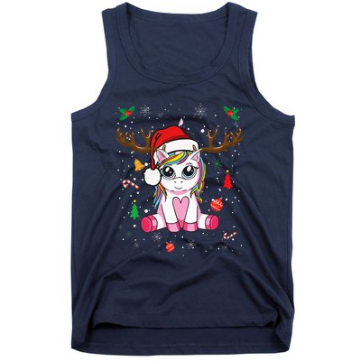 Cute Christmas Women Xmas Unicorn Deer Christmas Tank Top