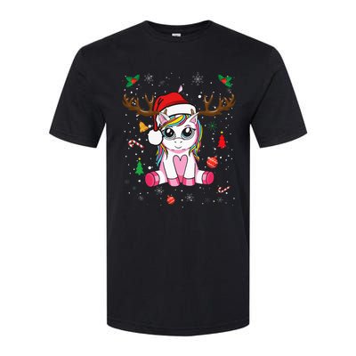 Cute Christmas Women Xmas Unicorn Deer Christmas Softstyle CVC T-Shirt