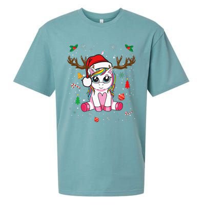 Cute Christmas Women Xmas Unicorn Deer Christmas Sueded Cloud Jersey T-Shirt