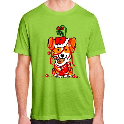 Cute Christmas Welsh Corgi Santa Hat Xmas Design Cool Gift Adult ChromaSoft Performance T-Shirt