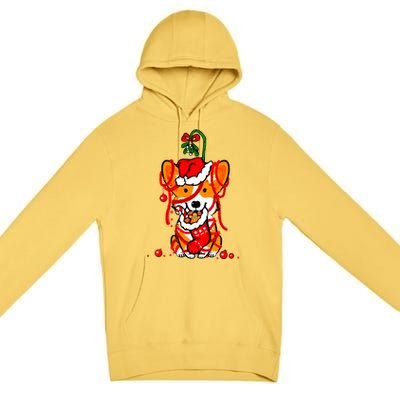 Cute Christmas Welsh Corgi Santa Hat Xmas Design Cool Gift Premium Pullover Hoodie