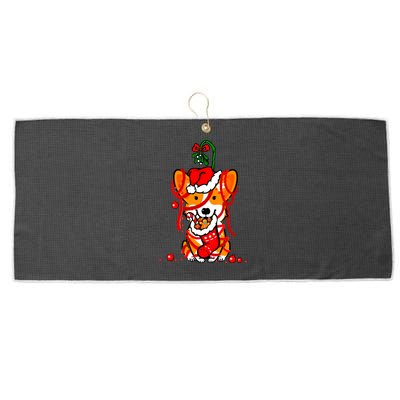 Cute Christmas Welsh Corgi Santa Hat Xmas Design Cool Gift Large Microfiber Waffle Golf Towel