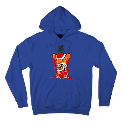 Cute Christmas Welsh Corgi Santa Hat Xmas Design Cool Gift Hoodie