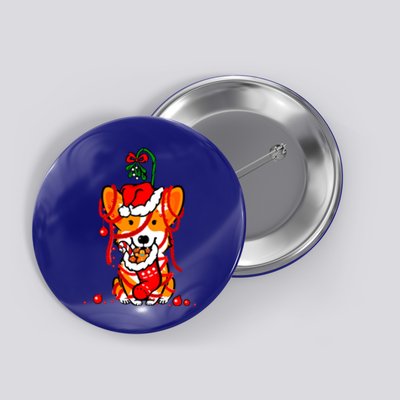 Cute Christmas Welsh Corgi Santa Hat Xmas Design Cool Gift Button