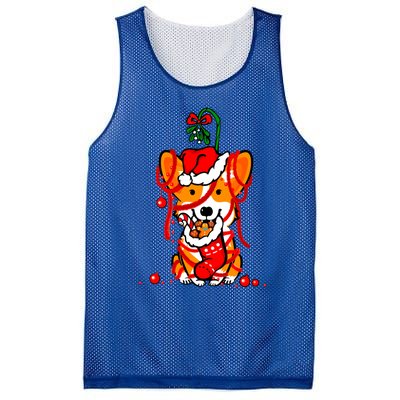 Cute Christmas Welsh Corgi Santa Hat Xmas Design Cool Gift Mesh Reversible Basketball Jersey Tank