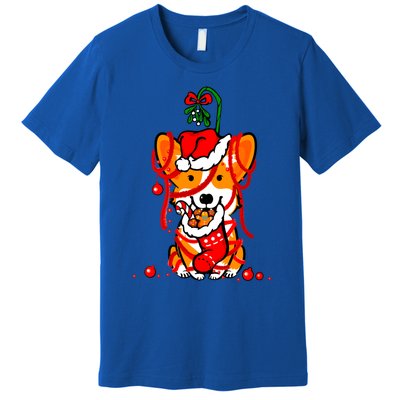 Cute Christmas Welsh Corgi Santa Hat Xmas Design Cool Gift Premium T-Shirt