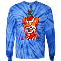 Cute Christmas Welsh Corgi Santa Hat Xmas Design Cool Gift Tie-Dye Long Sleeve Shirt