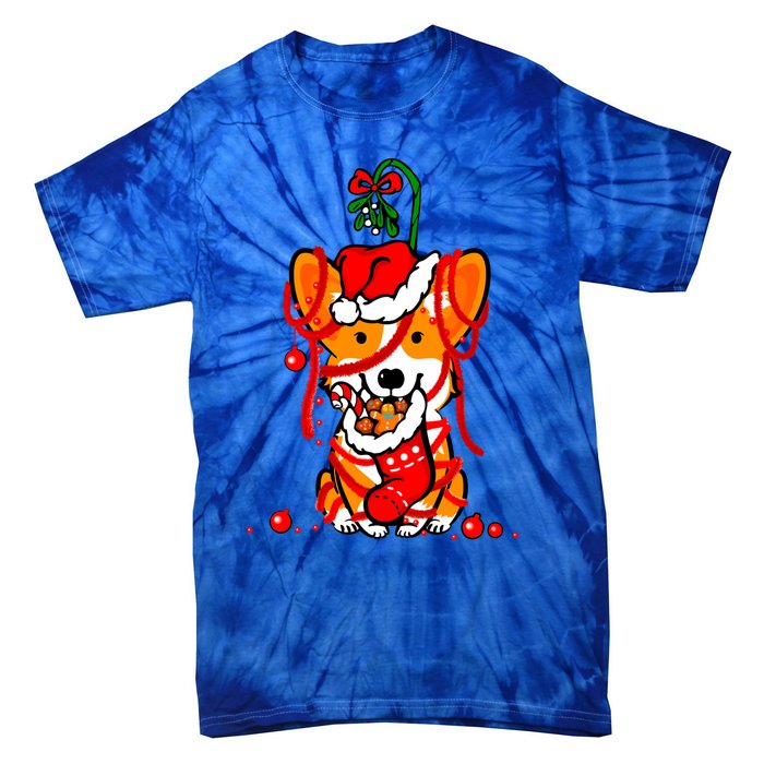 Cute Christmas Welsh Corgi Santa Hat Xmas Design Cool Gift Tie-Dye T-Shirt