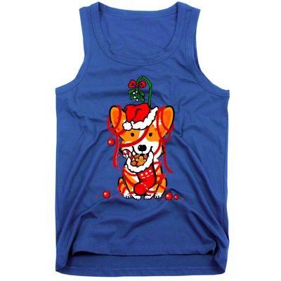 Cute Christmas Welsh Corgi Santa Hat Xmas Design Cool Gift Tank Top