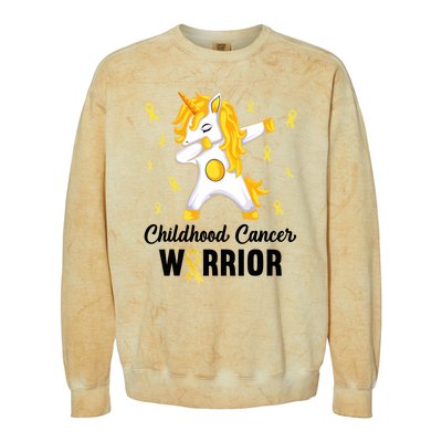 Childhood Cancer Warrior Unicorn We Wear Gold Colorblast Crewneck Sweatshirt