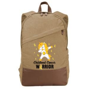 Childhood Cancer Warrior Unicorn We Wear Gold Cotton Canvas Backpack