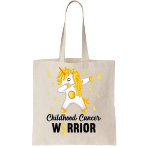 Childhood Cancer Warrior Unicorn We Wear Gold Tote Bag