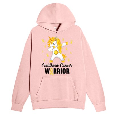 Childhood Cancer Warrior Unicorn We Wear Gold Urban Pullover Hoodie