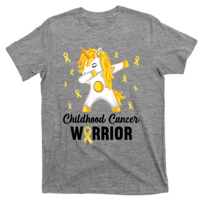 Childhood Cancer Warrior Unicorn We Wear Gold T-Shirt