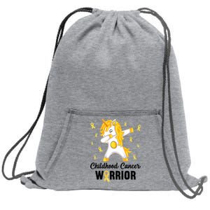 Childhood Cancer Warrior Unicorn We Wear Gold Sweatshirt Cinch Pack Bag