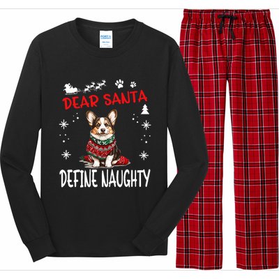 Cute Cardigan Welsh Corgi Dog Christmas Dear Santa Define Long Sleeve Pajama Set