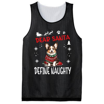 Cute Cardigan Welsh Corgi Dog Christmas Dear Santa Define Mesh Reversible Basketball Jersey Tank