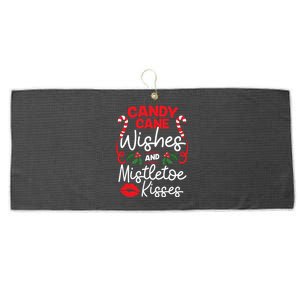 Candy Cane Wishes And Mistletoe Kisses Christmas Costume Large Microfiber Waffle Golf Towel