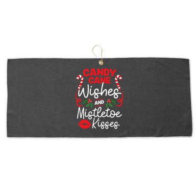 Candy Cane Wishes And Mistletoe Kisses Christmas Costume Large Microfiber Waffle Golf Towel