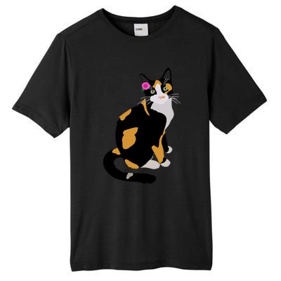 Calico Cat With Pink Flower Calico Mom Cat Lover Meaningful Gift Tall Fusion ChromaSoft Performance T-Shirt