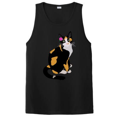 Calico Cat With Pink Flower Calico Mom Cat Lover Meaningful Gift PosiCharge Competitor Tank