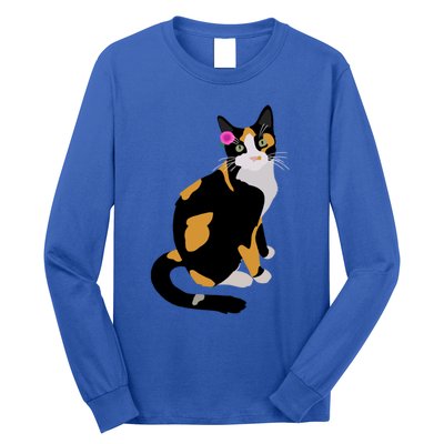 Calico Cat With Pink Flower Calico Mom Cat Lover Meaningful Gift Long Sleeve Shirt