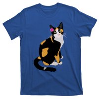 Calico Cat With Pink Flower Calico Mom Cat Lover Meaningful Gift T-Shirt