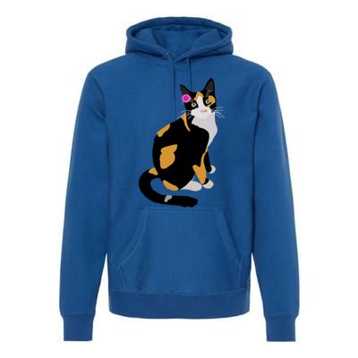 Calico Cat With Pink Flower Calico Mom Cat Lover Meaningful Gift Premium Hoodie