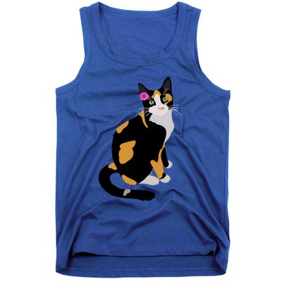 Calico Cat With Pink Flower Calico Mom Cat Lover Meaningful Gift Tank Top