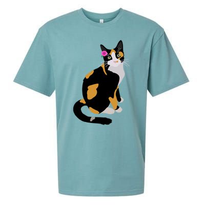 Calico Cat With Pink Flower Calico Mom Cat Lover Meaningful Gift Sueded Cloud Jersey T-Shirt