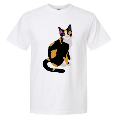 Calico Cat With Pink Flower Calico Mom Cat Lover Meaningful Gift Garment-Dyed Heavyweight T-Shirt